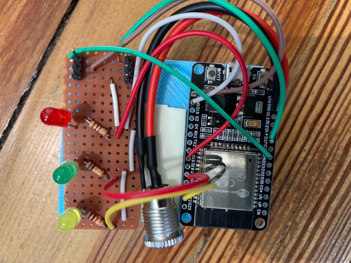 Picture of ESP32 microcontroller in electronics project